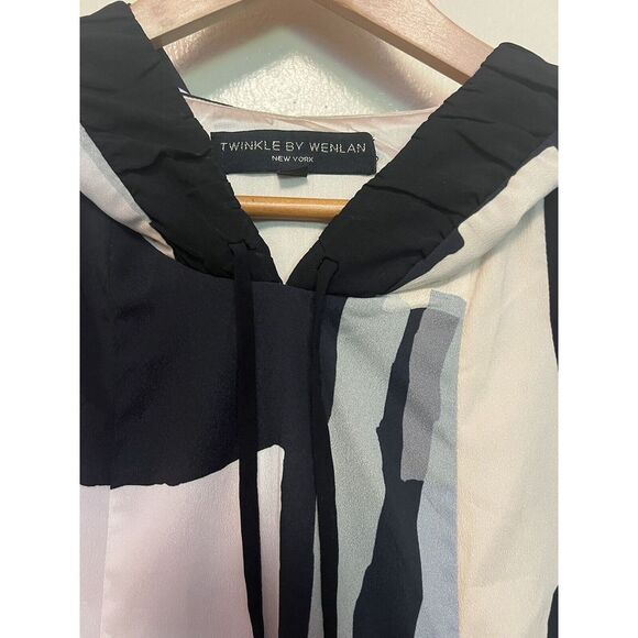 Anthropologie Twinkle by Wenlan Graphic Print Hoodie Dress Mini Sz 2 Sleeveless - Picture 12 of 16